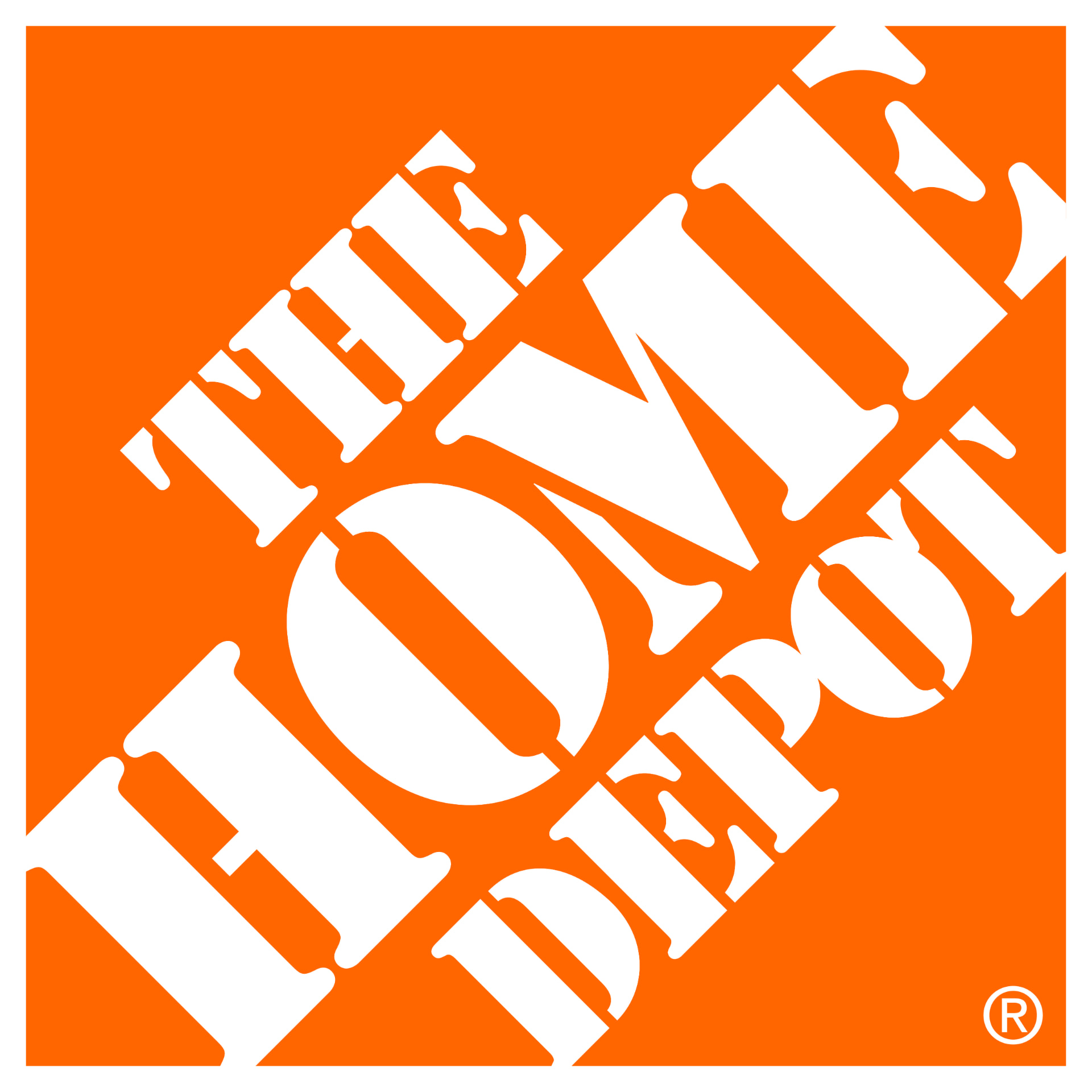 The Home Depot logo in white lettering on an orange square.